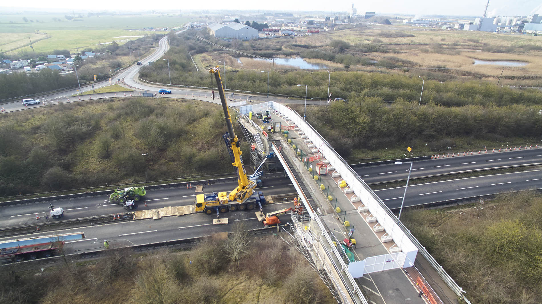 Footage captures challenging A47 bridge repairs at Saddlebow ...