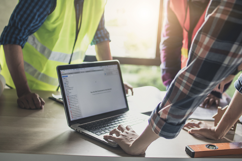 Builders browsing on a macbook