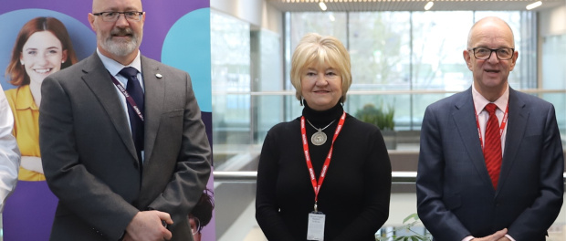 Forth Valley College Principal Kenny MacInnes (left) with ECITB Chair Lynda Armstrong and CEO Andrew Hockey