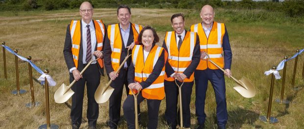 L-R Neil Cockerton, CEO Flintshire CC, Dominique Bossan, KI EMEA CEO, Jo Stevens, SoS Wales, Ken Skates, CS for Transport and NW, Neil Hargreaves, MD for KINE