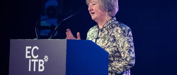 ECITB Board Chair Lynda Armstrong giving a speech at the ECI Awards in 2024