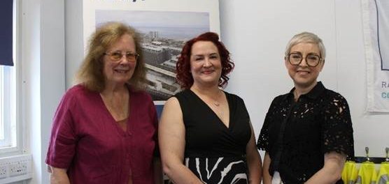 Left to right Julie Morgan, Member of the Senedd, Ceri Fowler, NHS Wales Suicide Prevention and Self Harm Programme, and Julia Stevens, Construction Industry Training Board